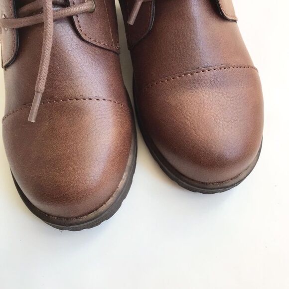 Joe Fresh NWT brown faux leather/zipper lace up boots size 3 youth - Picture 6 of 8